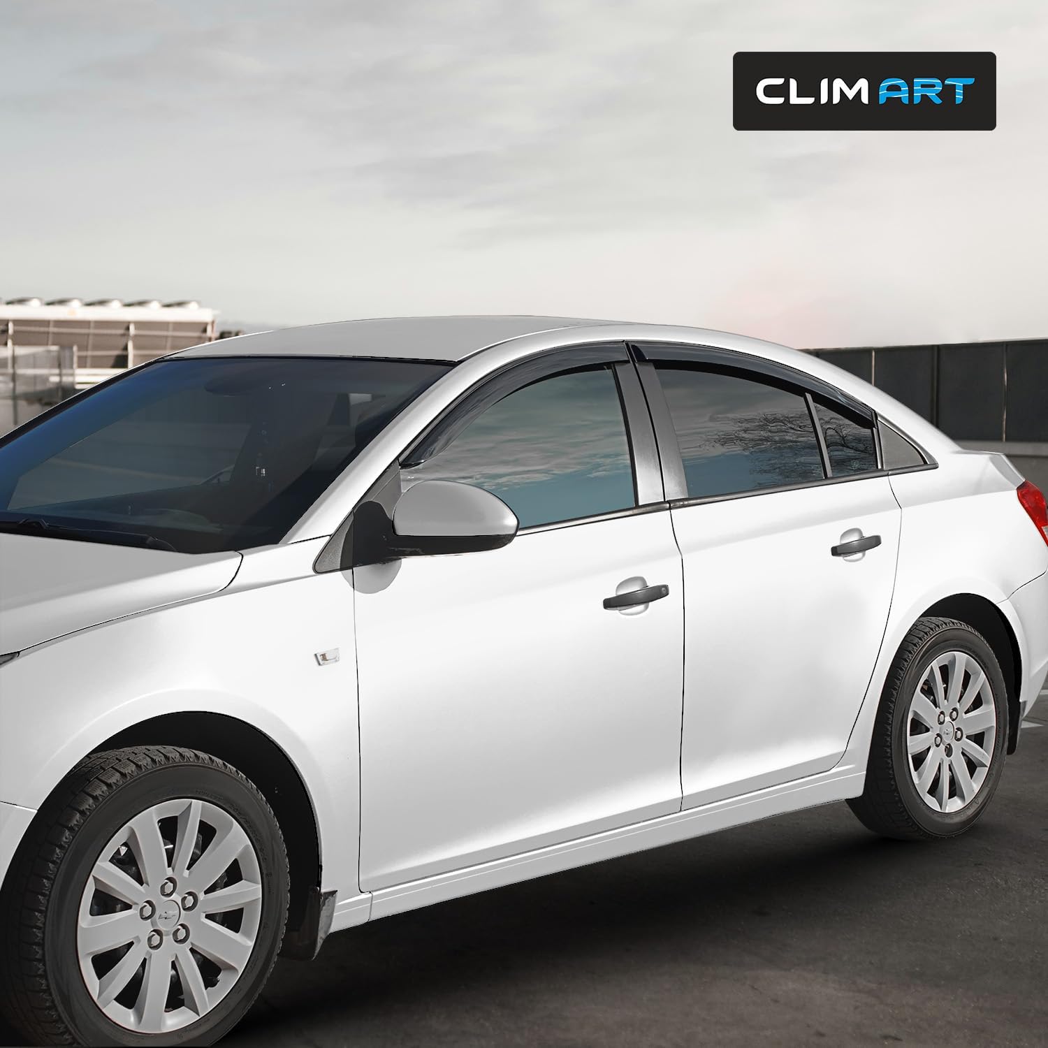 CLIM ART Incredibly Durable Rain Guards for Chevrolet (Chevy) 2011-2015 Cruze Sedan, Original Tape-on Window Deflectors, Vent Deflector, Vent Window Visors, Car Accessories, 4pcs- 411105LPv