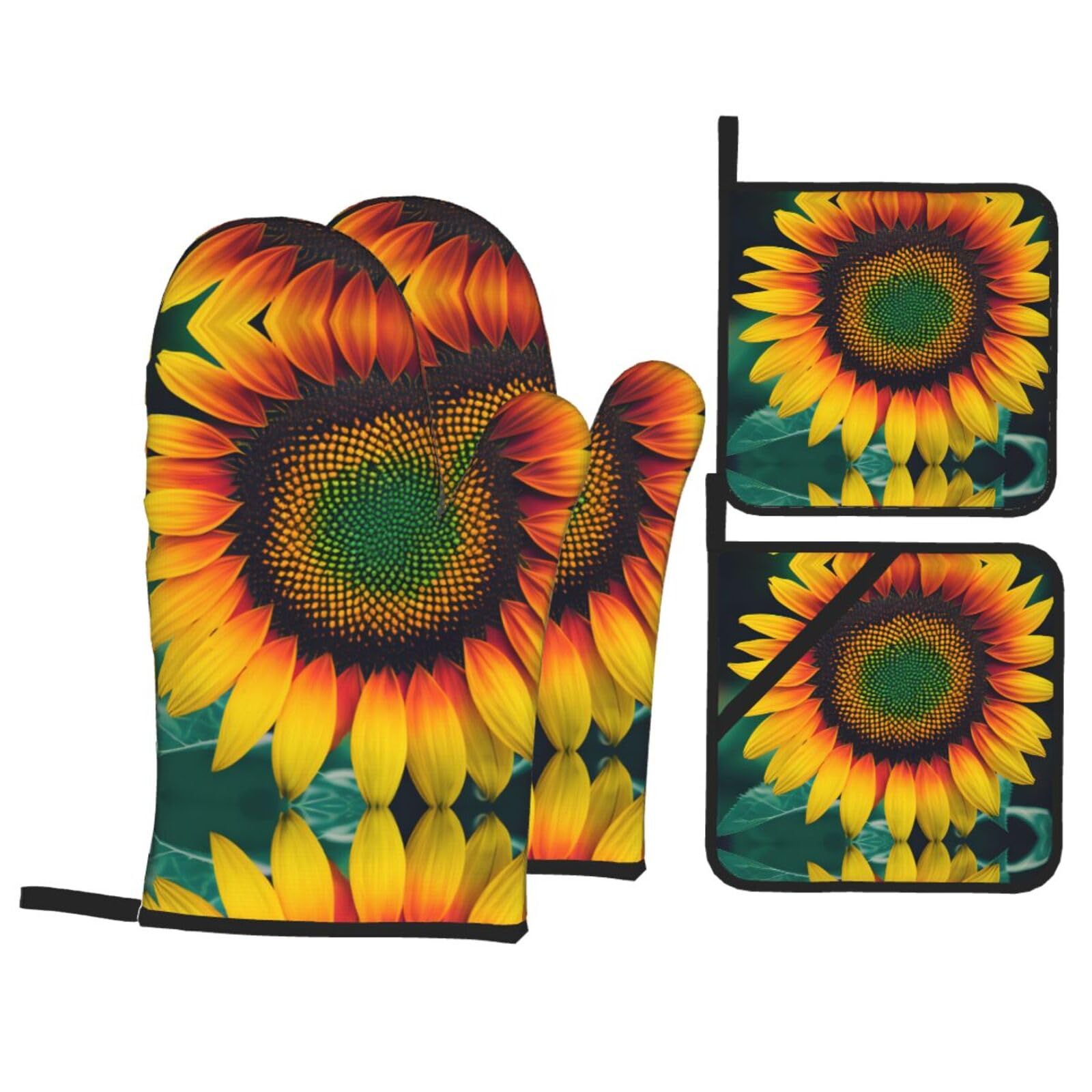 Gants de cuisine motif tournesols arc-en-ciel, une idée cadeau de crémaillère