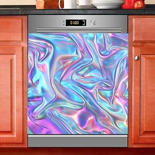 Metallic Liquid Painting Rainbow Dishwasher Magnet Cover Sticker Magnetic Refrigerator Panel Front Door Fridge Microwave Decal Decorative Vinyl
