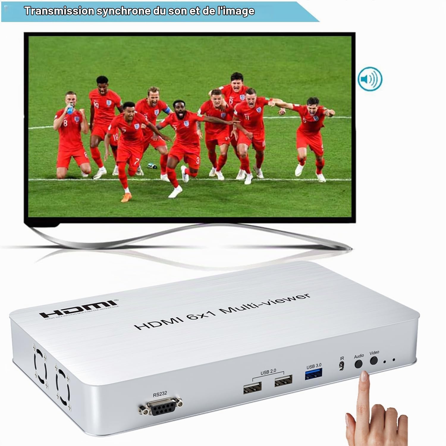 Commutateur KVM 6 ports Commutateur HDMI Multi-Viewer 6X1 HDMI Quad Screen Real Time Multiviewer Support mouse through mode