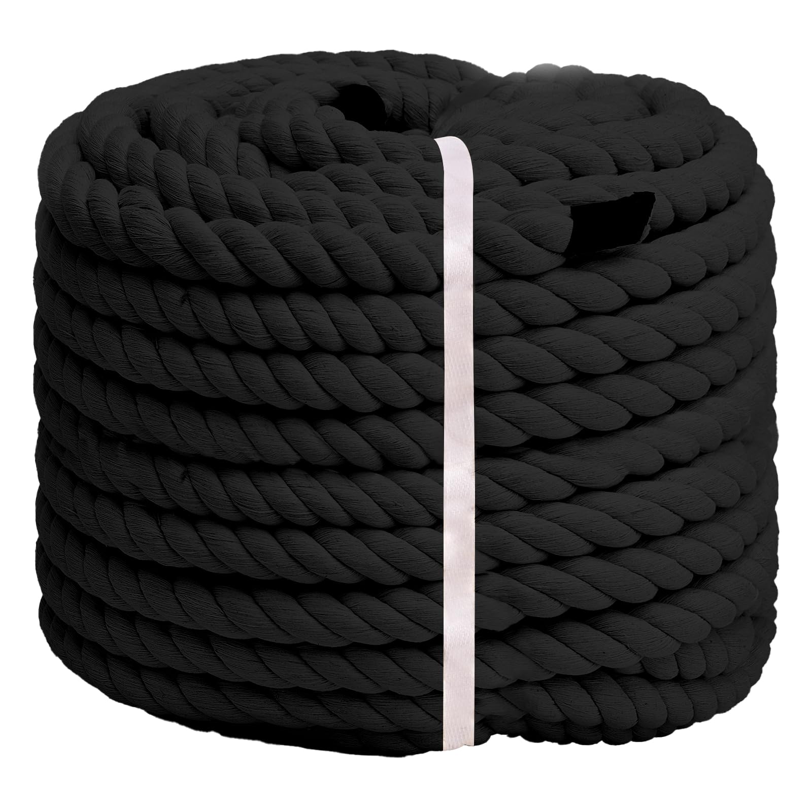 Corda in cotone naturale (2,5 cm x 30,5 m), corda in cotone intrecciato a 3 fili, corda nera spessa naturale, corda morbida per artigianato fai da te, decorazione per giocattoli per animali domestici,
