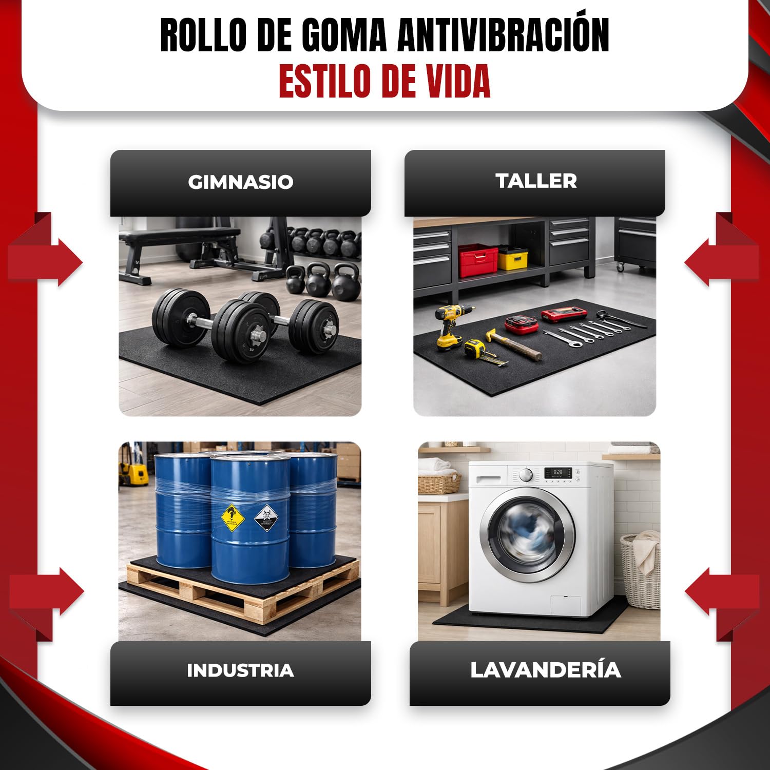Suelo de Goma Antideslizante SBR en Rollo de Caucho, Color Negro, Liso, 140 cm Ancho x 600 cm Largo x 2 mm Grosor, Duradero, Ideal para Garaje, Taller y áreas de Trabajo Industrial + Cúter y Cinta