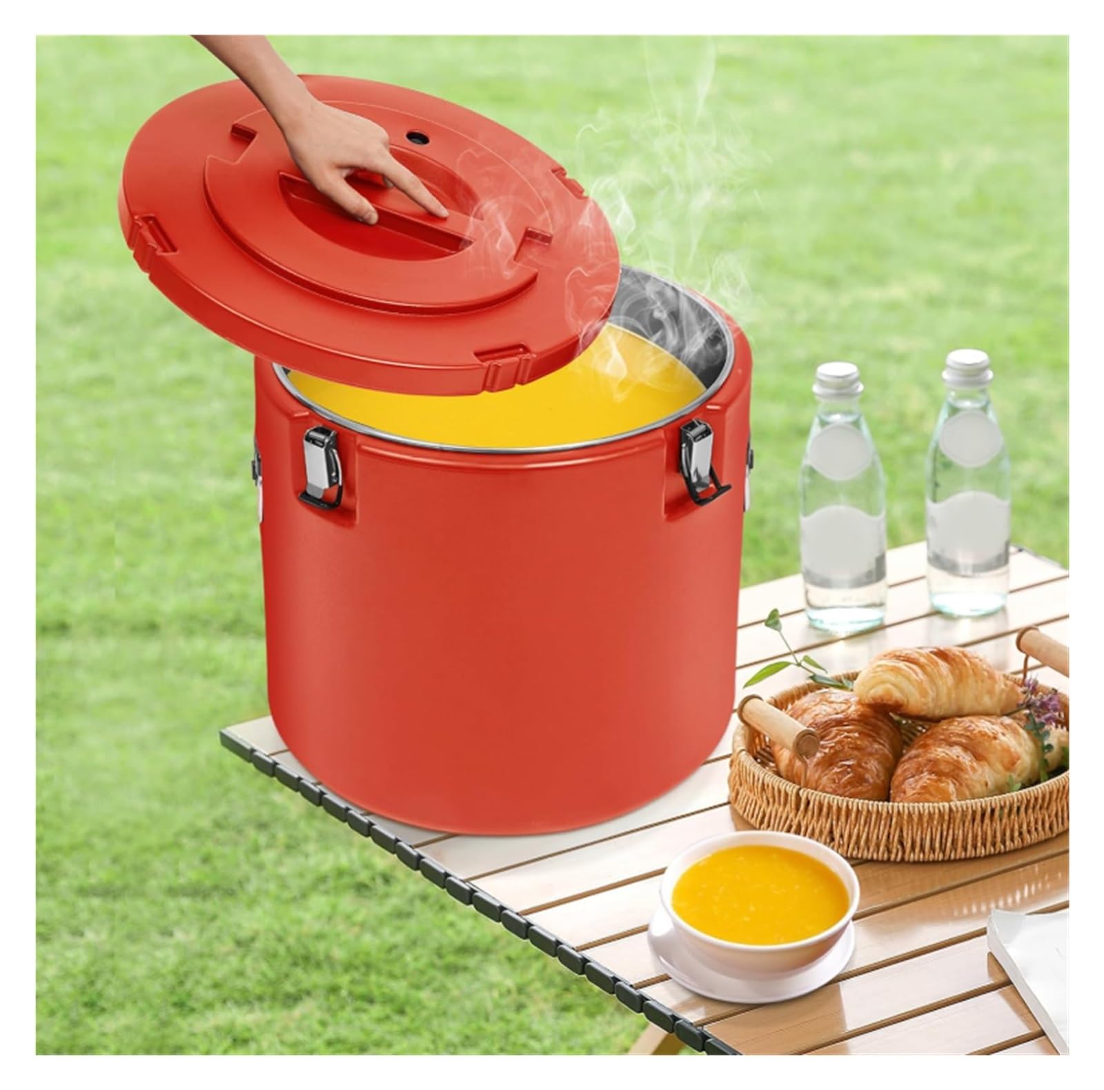 Contenedor de comida con aislamiento grande, portátil, aislado cubitera | Balde for calentador de alimentos fríos y calientes, for cantina de restaurante