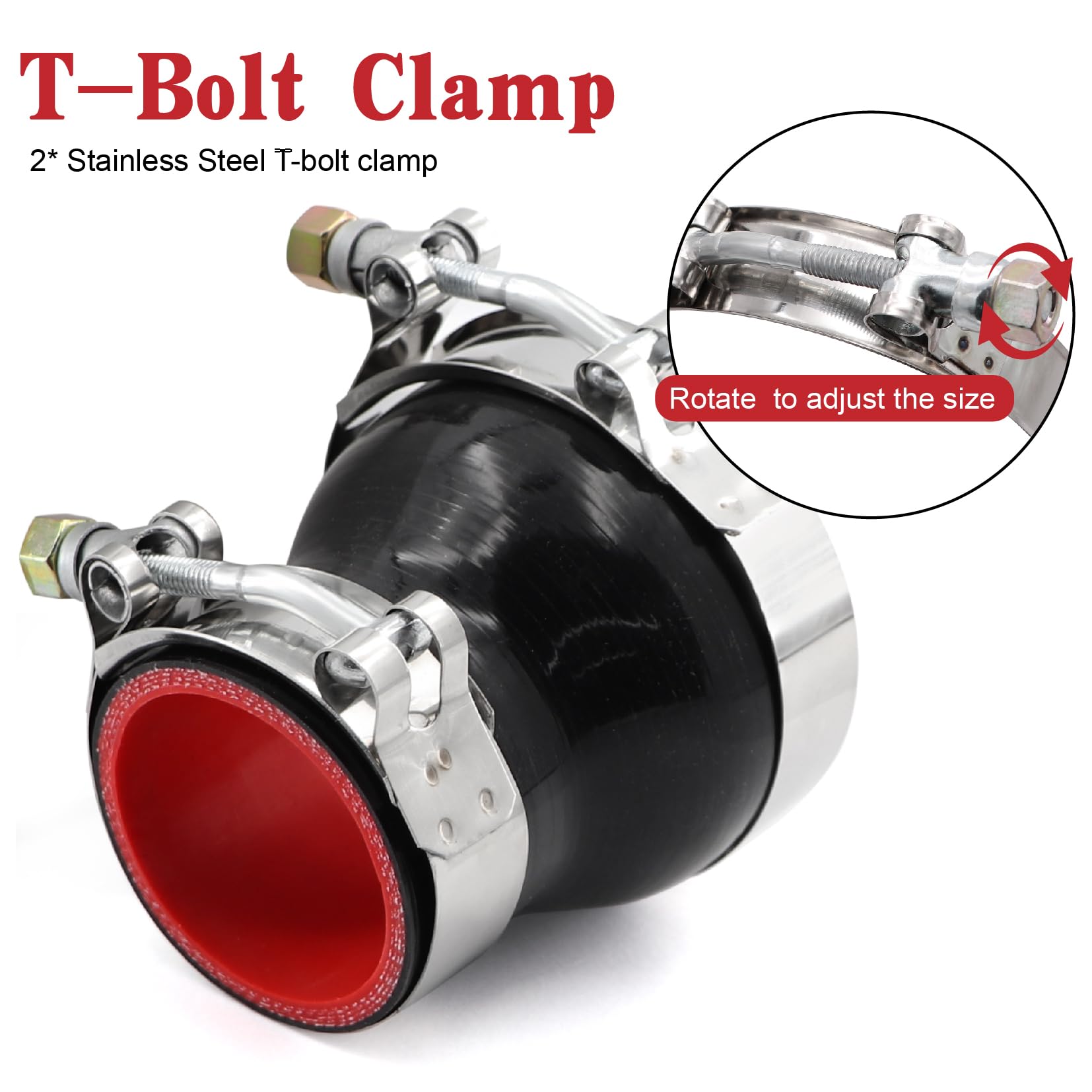 2.5 To 3 Inch Silicone Reducer Coupler Turbo Hose 63mm-76mm + 2x T-Bolt Clamps - Foto 7