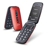 Panasonic KX-TU550 telefon dla seniora z klapką (duży ekran 2,8″, aparat 1,2 MP, Clear Voice VoLTE, połączenia priorytetowe, tryb głośnomówiący), czerwony