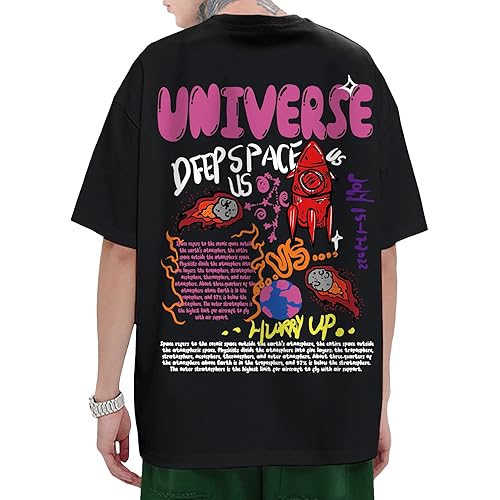 COZYEASE Men's Graphic Tees Letter Print Short Sleeve Vintage Streetwear T Shirts Casual Summer Tops