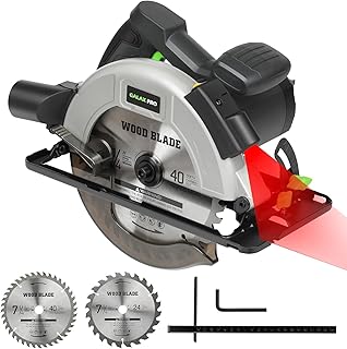GALAX PRO 6000RPM 11Amp Corded Circular Saw with Laser | 0-45° Adjustable Bevel, Max Cutting Depth 2-1/2''(90°) to 1-7/8