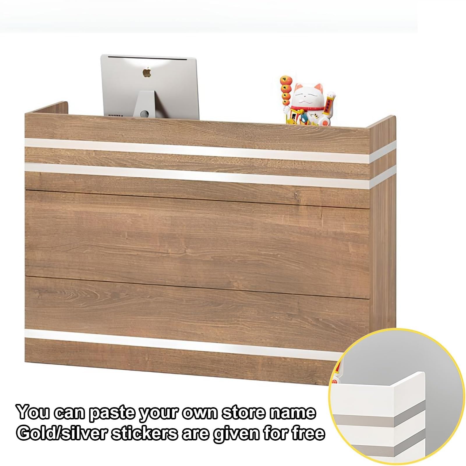 Empfangstheke Mit Theke, L-förmiger Schreibtischtisch Aus Holz Mit Abschließbaren Schubladen, Empfangstheke, Empfangstheke for Supermarkt-Convenience-Store-Hotel(White,S)