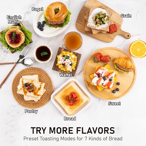 Miniatura 5 de Tostadora con pantalla táctil de 2 rebanadas, KETIAN Bagel English Muffins Tostada de pastelería, gofres de grano dulce, tostadora de pan dulce,