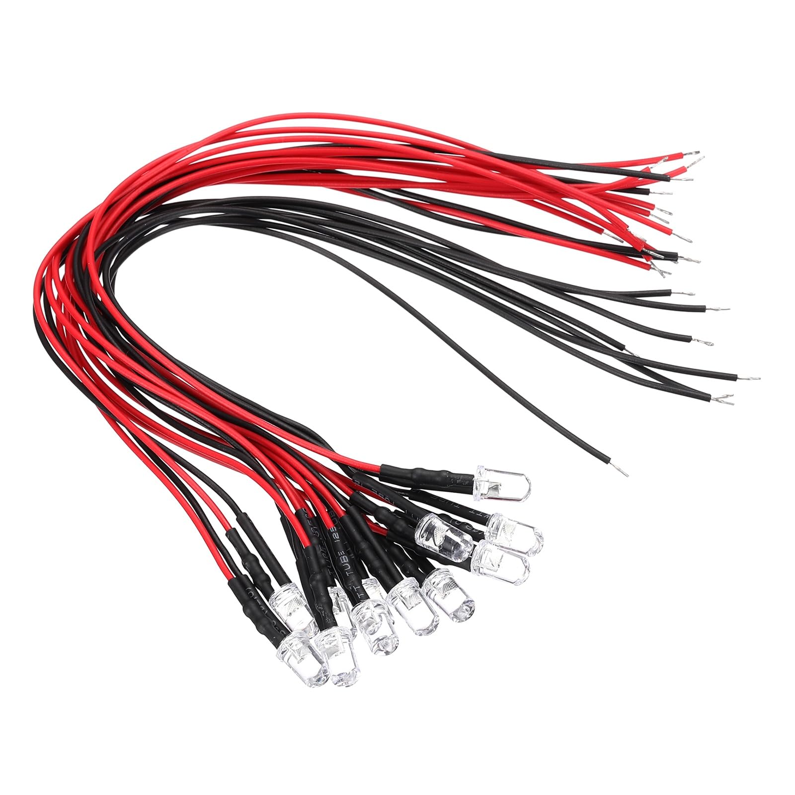 VIAPUICE 12 Pcs 5mm Pre-Wired Small Emitting LED Lights Width 12V Light,Colored High Brightness LED Diode Light for DIY Electronics Experiments, Indicator Lights, PCB Circuits
