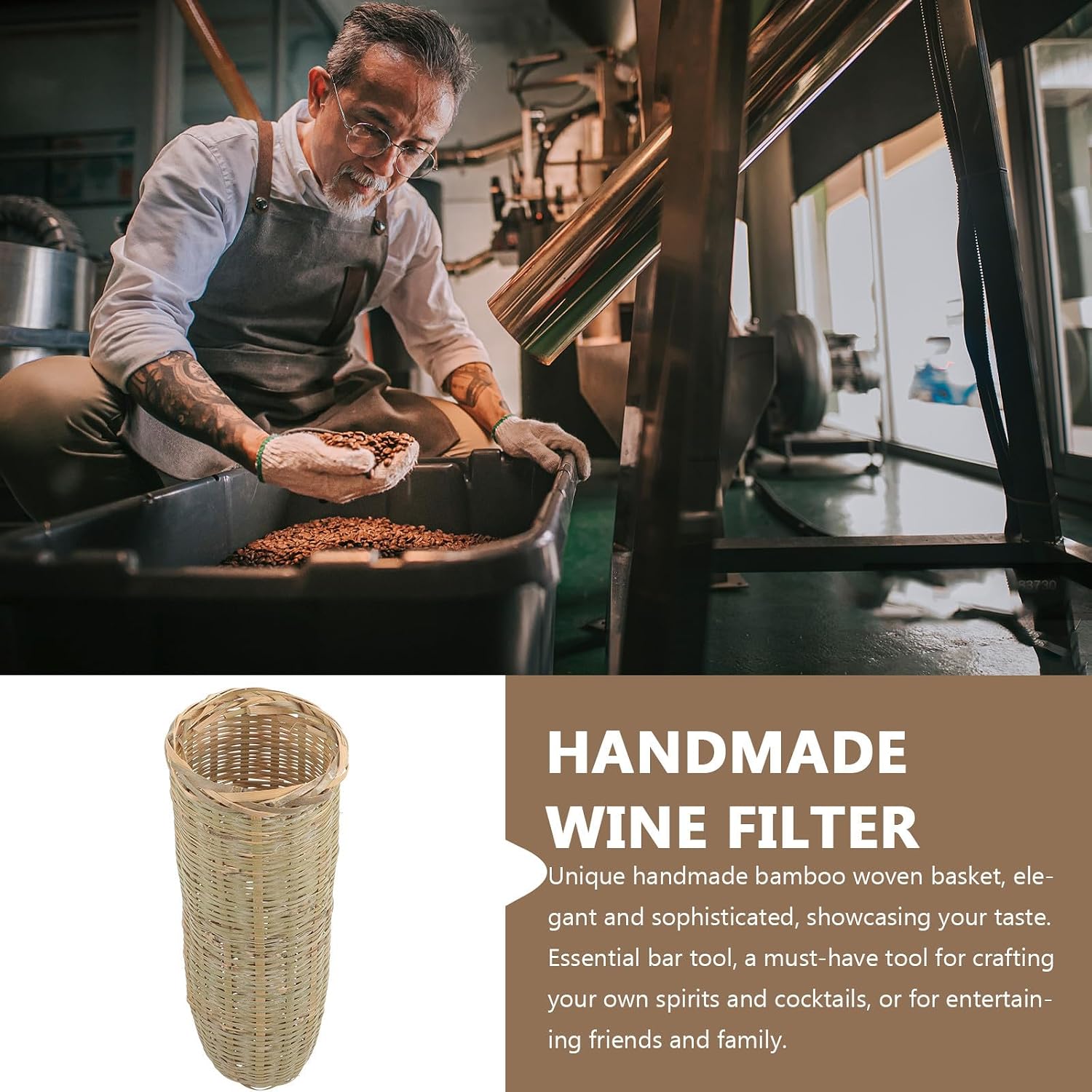 Wine Filter Basket for Spirits and Wine, Elegant Handwoven Strainer that Separates Spirits and Filters out Dregs, for Outdoor Activities and Entertaining Friends and Family
