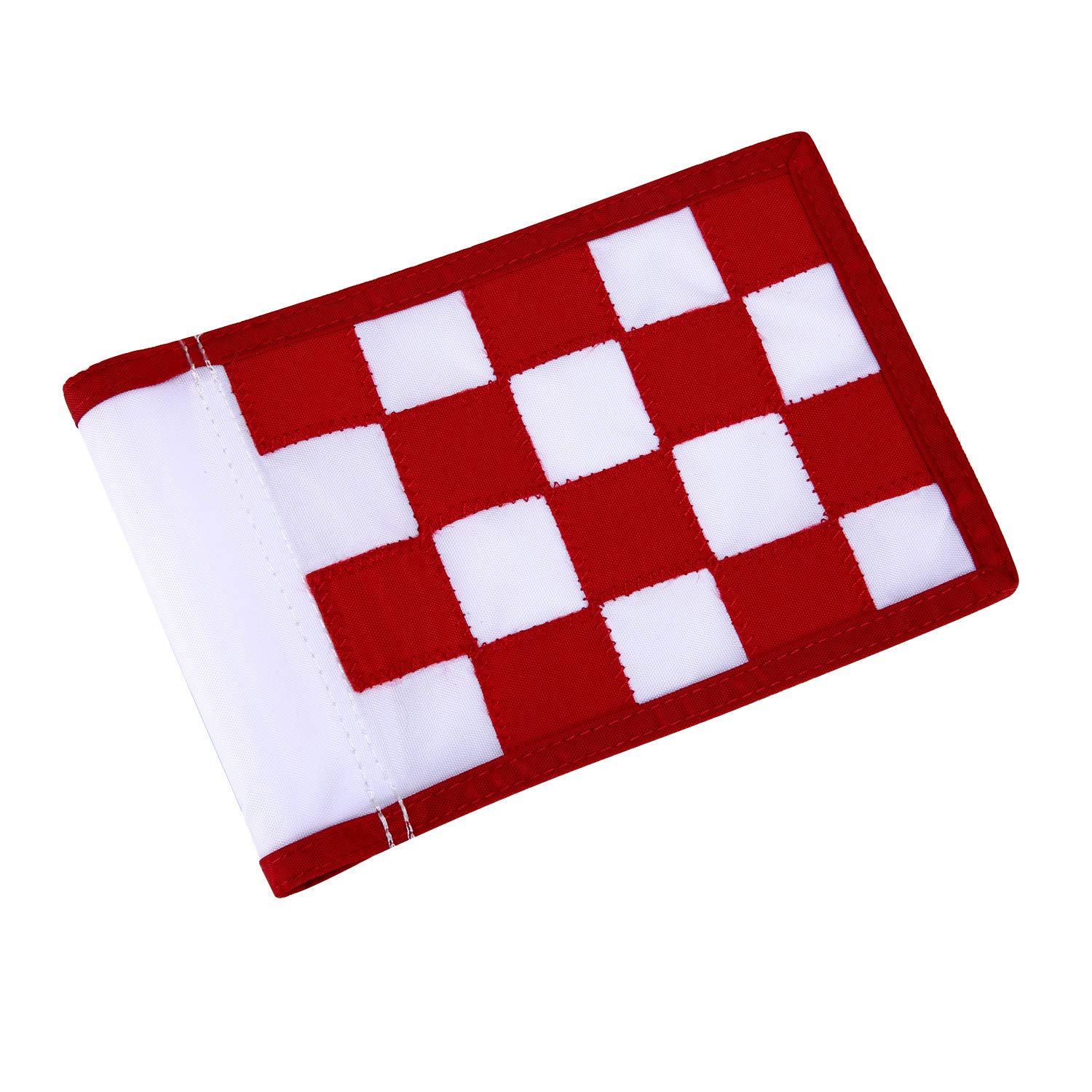 Nylon Golf Putting Green Flags - Solid & Checkered, Indoor/Outdoor, 8.7"x6" (White-Red)