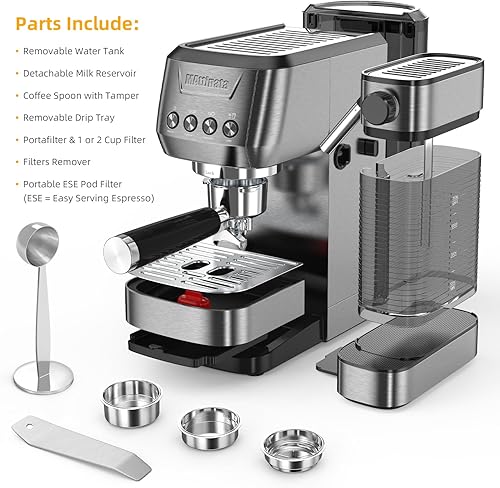 Miniatura 5 de MAttinata Máquina de café expreso de 20 bares, máquina de capuchino para el hogar con tanque de leche automático 2.0 de larga duración, cafetera de