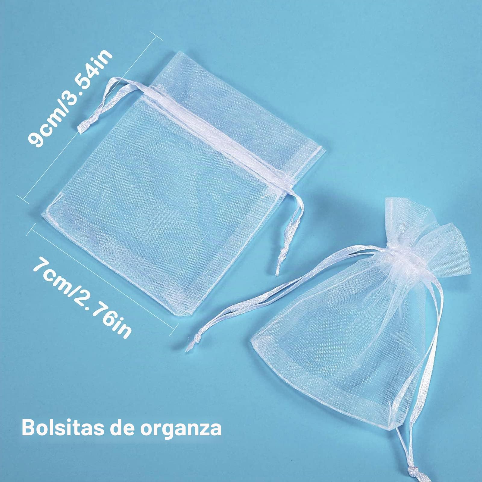 Carehabi 100 bolsas de regalo de organza color blanco 7 x 9 cm