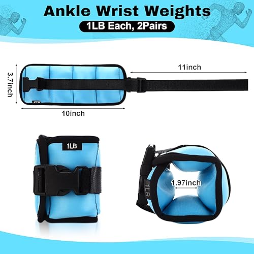 Miniatura 2 de 2 pares de pesas de tobillo para ejercicios terrestres o acuáticos, brazaletes de gimnasia aeróbica acuática para tobillo y muñeca, pesas ajustables