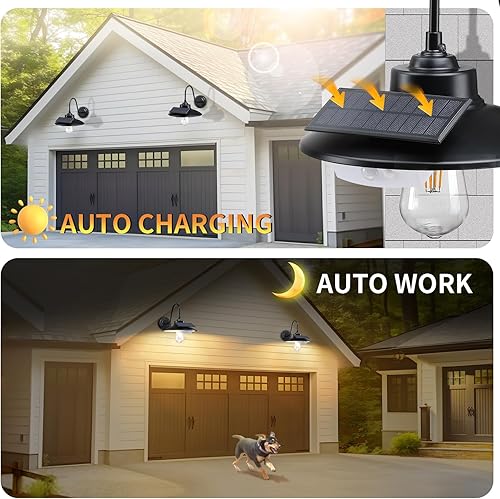 Miniatura 2 de Luz solar de granero con 3 modos de iluminación y sensor de movimiento, luz de pared solar de cuello de cisne para exteriores, IP65, luces solares