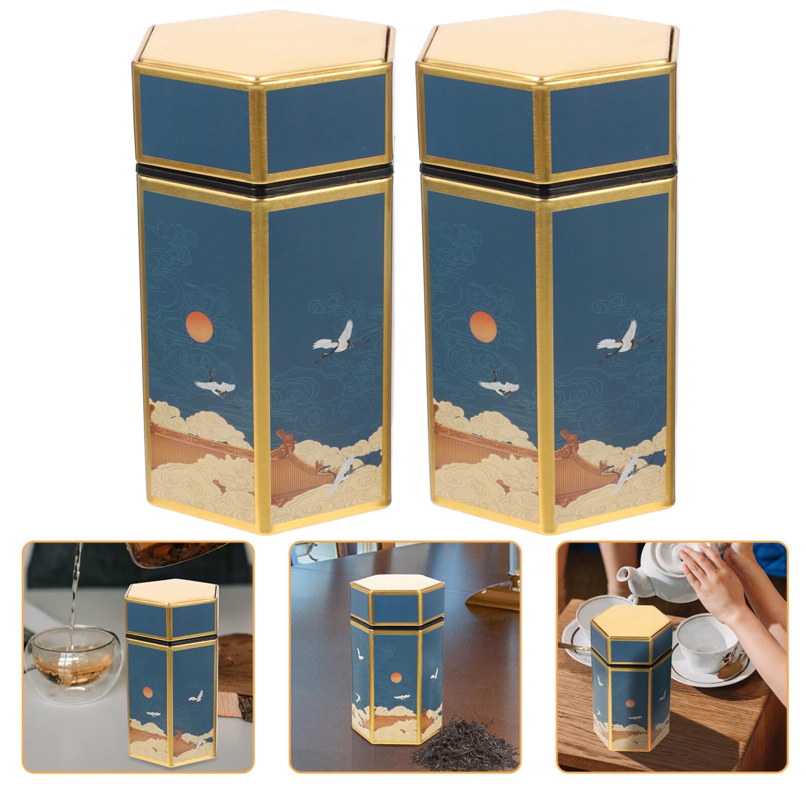 XYIANG 2pcs Storage Tin Can Candy Storage Jars Multi-Function Storage Canister Mini Containers Sealed Container Tea Leaves Storage Containers Metal Office Storage Tank Iron