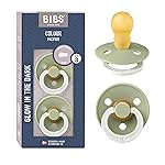 BIBS Pacifiers Colour Collection | Natural Rubber Baby Pacifier | Set of 2 BPA-Free Soothers | Made in Denmark | 18+ Months (Pack of 2) | Sage Night Tie Dye
