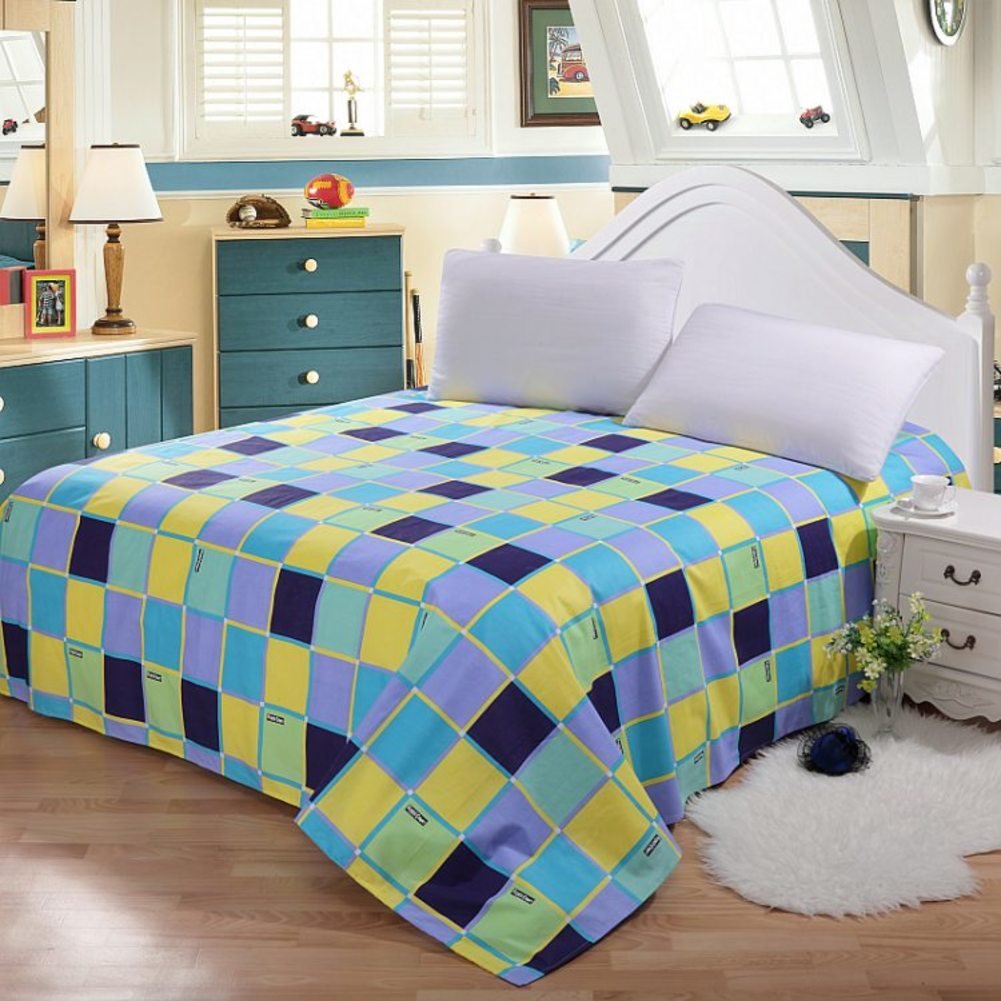 Draps en coton rembourré lit double 230x250 cm doux pour toute la famille