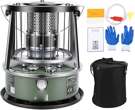 Indoor Kerosene Heater, Portable Kerosene Heater, 5.2L Tank 20-25 Hours Heating with Adjustable Height Safety Net, for Camping Garage Home Emergency Indoor Outdoor Use Complete accessories