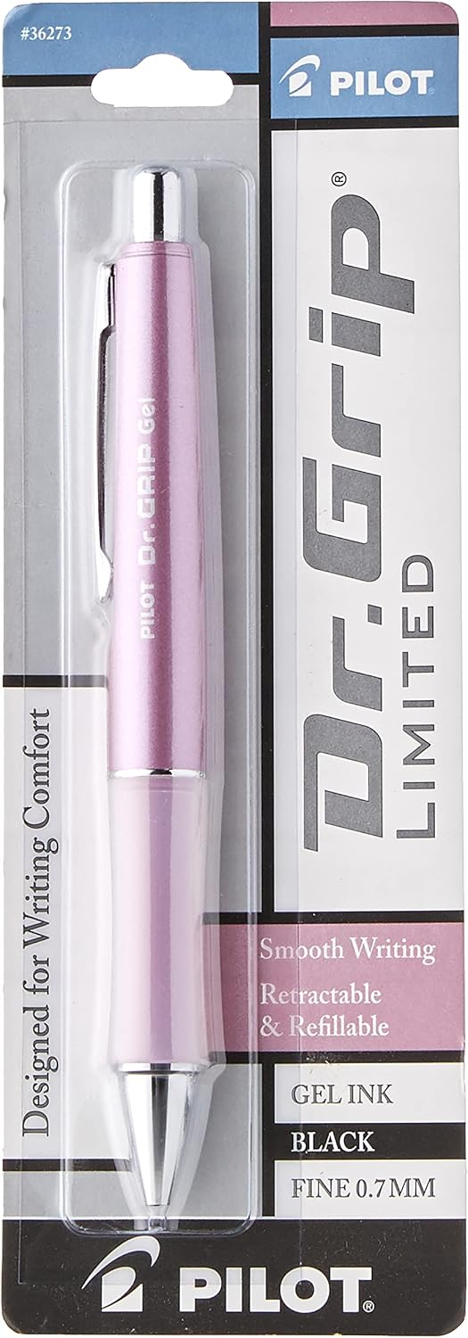Pilot 36273 Dr. Grip Roller Ball Retractable Gel Pen, Fine, Metallic Mauve Barrell-Black