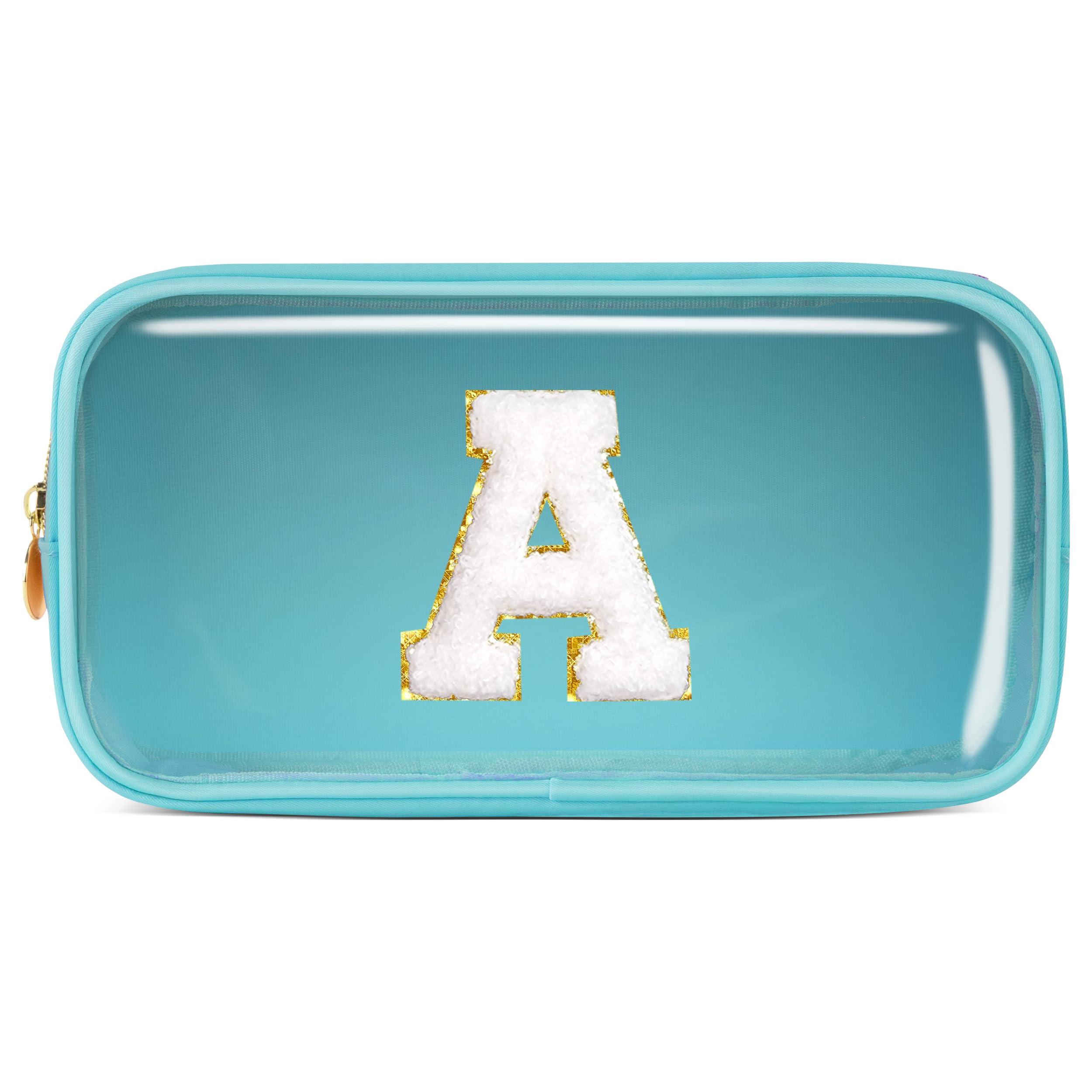 Pocmimut Bolsa de maquillaje, neceser de viaje personalizada, artículos de moda A-Z, regalo de cumpleaños para adolescentes y adolescentes, novia, profesora y madre, Pequeño-azul, S, A