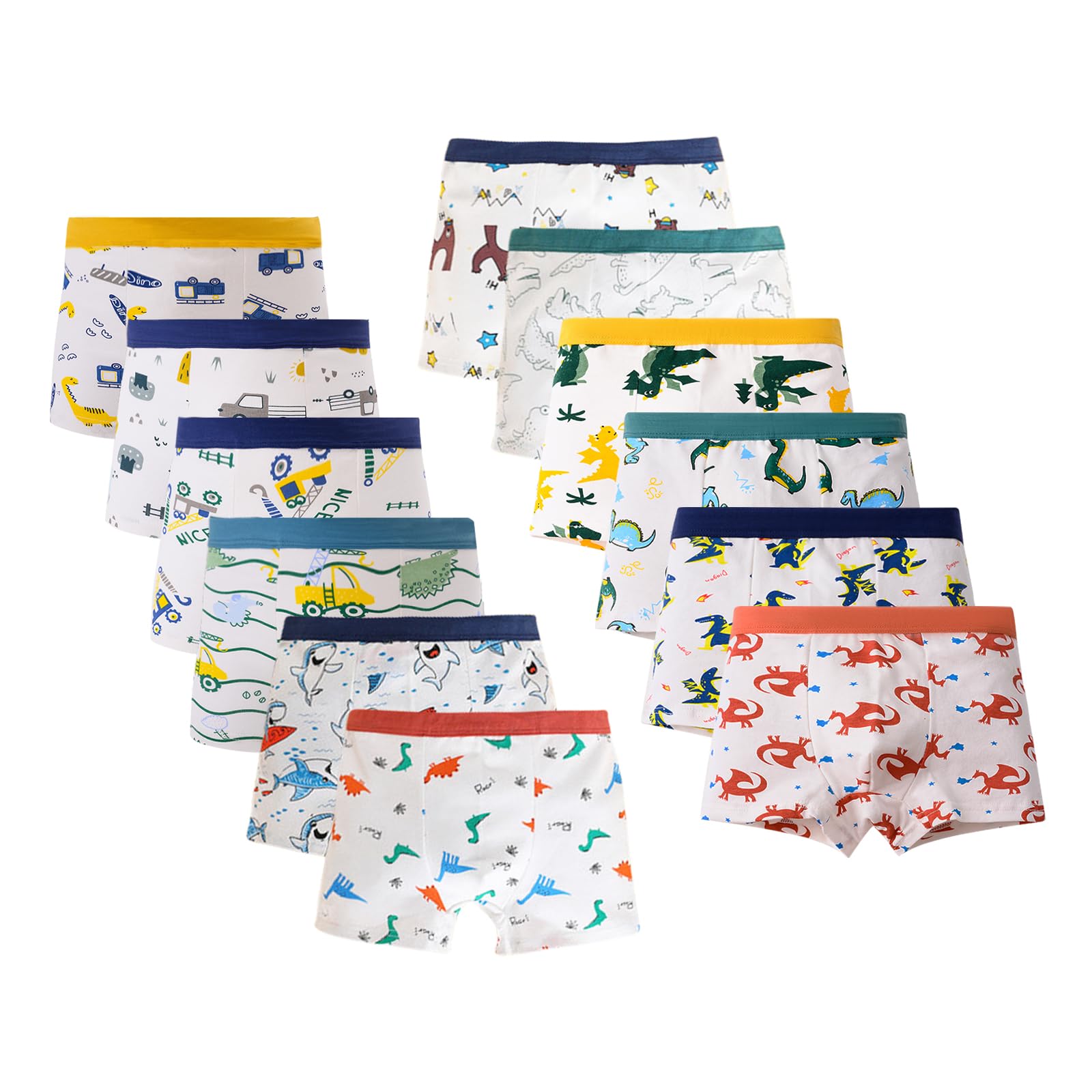 HAGOT 12 Pezzi Boxer per Bambino, Confezioni Biancheria Intima per Bambini, Mutandine per Bambini in Cotone, 4-6 Anni