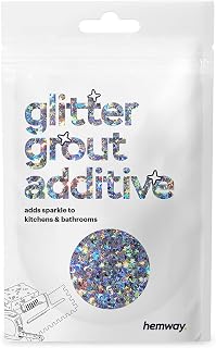 Hemway Glitter Grout Additive - Silver Holographic Stars Moons - Grout Tile Additive Tiles Bathroom Wet Room Kitchen - 10g Sample