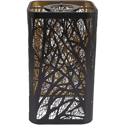 KALLORY Iron Lamp Shade with Tree Pattern for Pendant Table Floor and Ceiling Lamps - Soft Light Filter Black 7.9X4.6X4.6 Inches