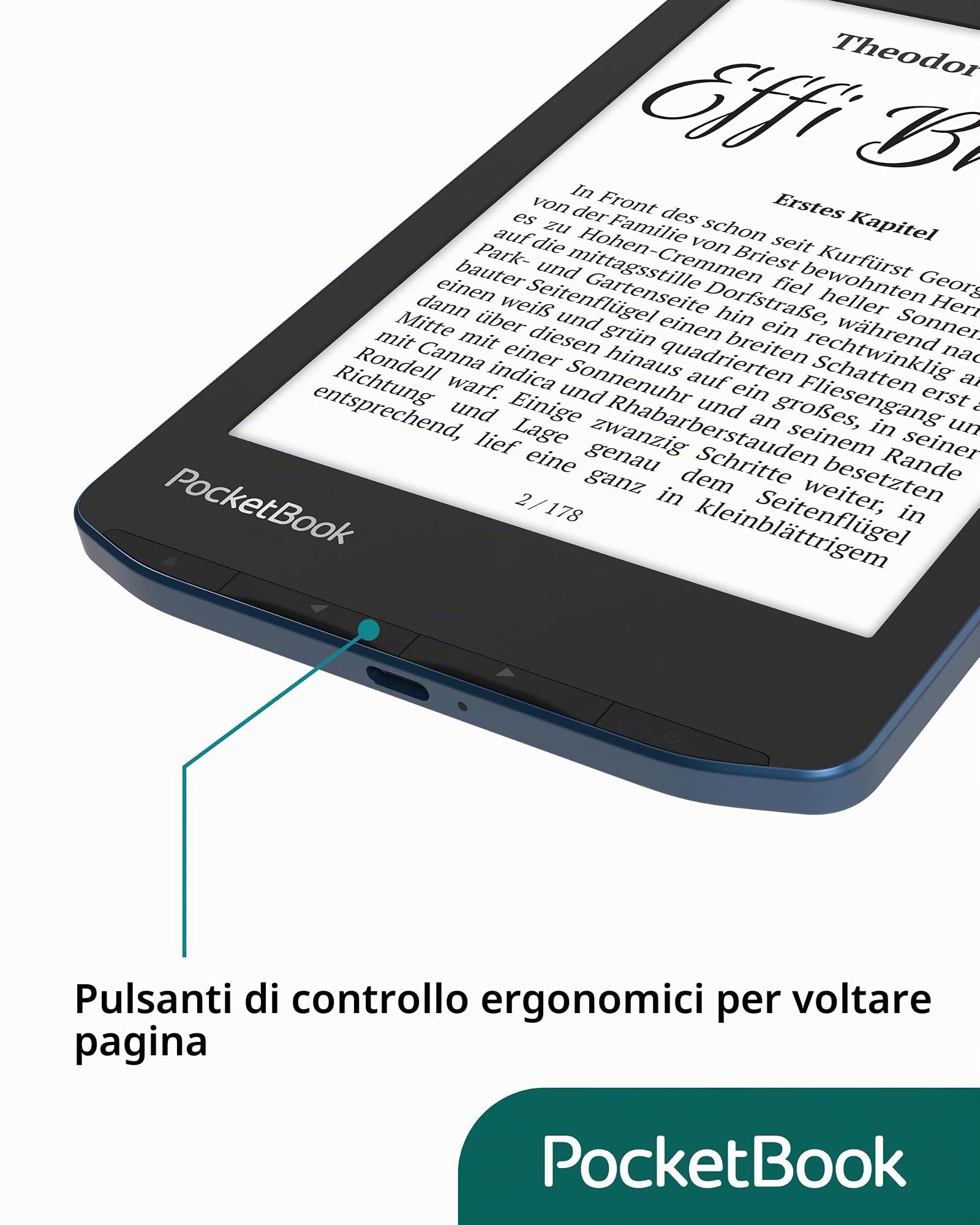 Pocketbook Verse Pro 16 GB Blu USB-C WiFi Lettore eBook 6" SMARTlight eink IPX8