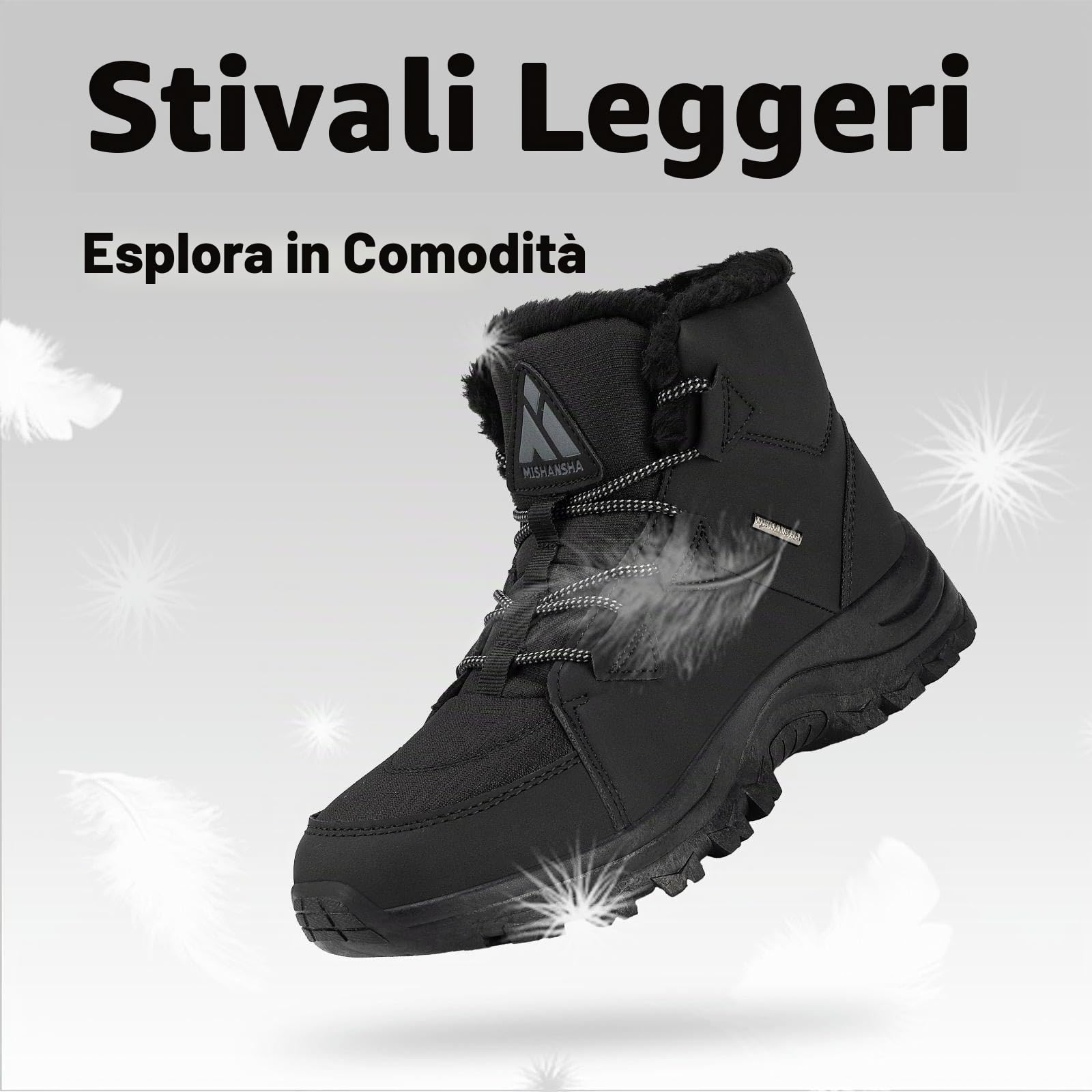 Mishansha Scarpe Donna Invernali Pelo Boots | Stivaletti，Impermeabili，Antiscivolo，Termico，per Passeggiate，Sci，Campeggio, Tempo