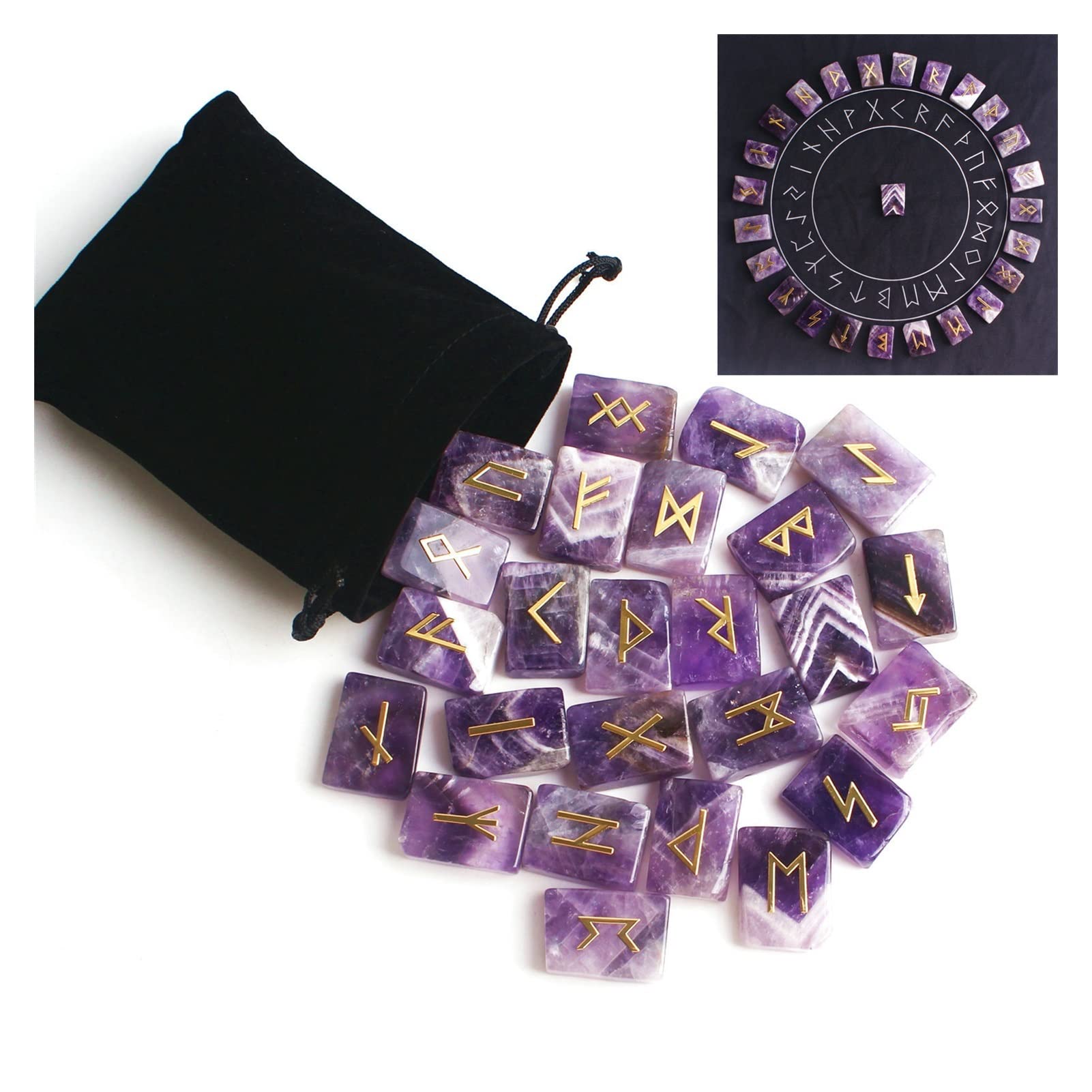 Pierre de Cristal Améthyste Contre Stress Maison Runes Divination Fortune Chakra