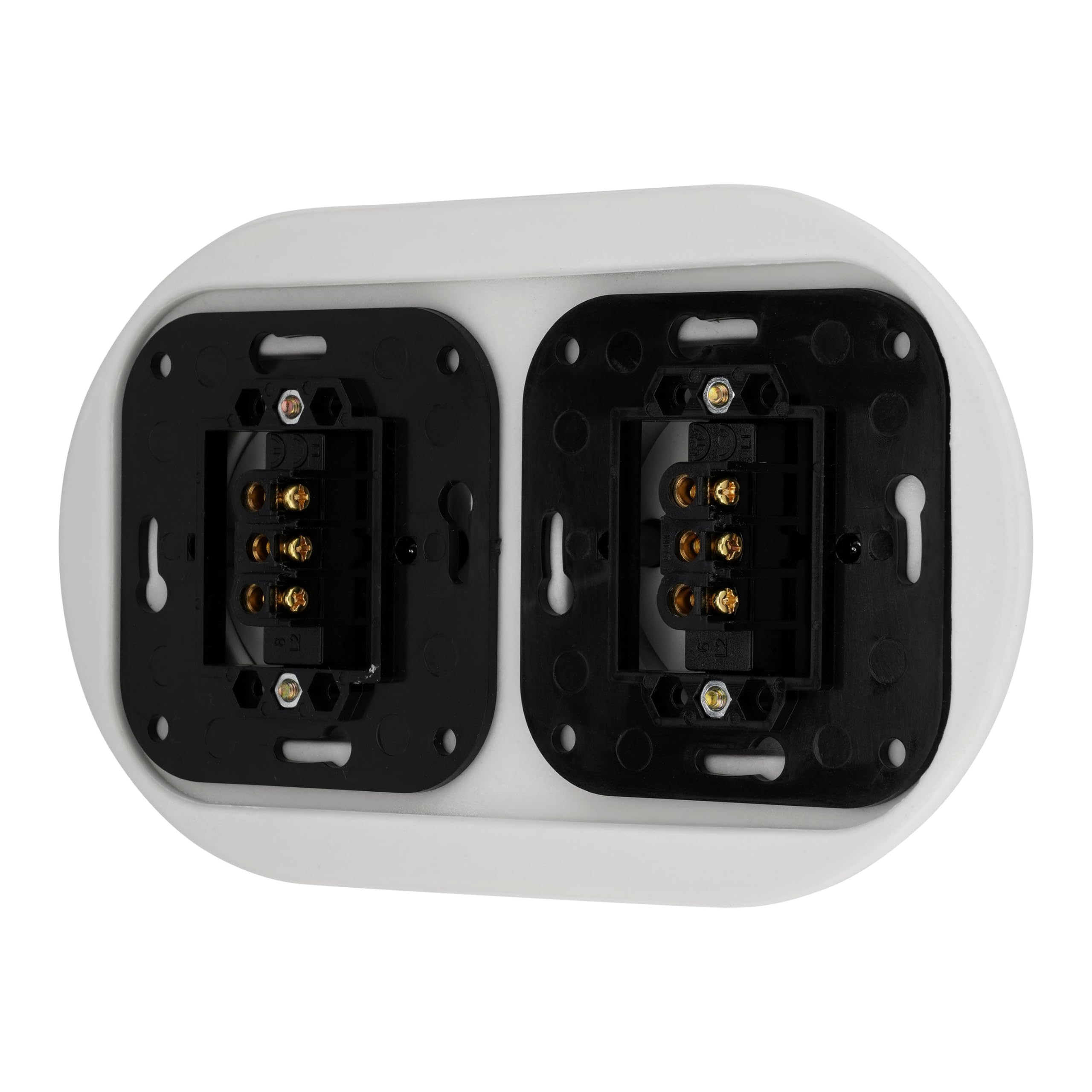 Interruttore a incasso in porcellana, stile retrò, a 2 scomparti, All-in-One, set serie PR1, bianco