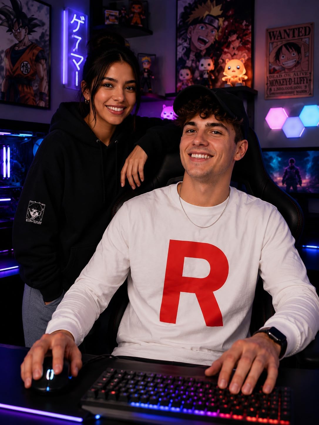 Tstars Team Rocket R Logo - Men's Long Sleeve Halloween Anime Shirt image 5