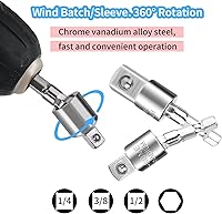 Vista 7 de Extensión de broca flexible y juego de herramientas de llave de vaso universal, vástago hexagonal de 105°, accesorios de taladro de ángulo recto