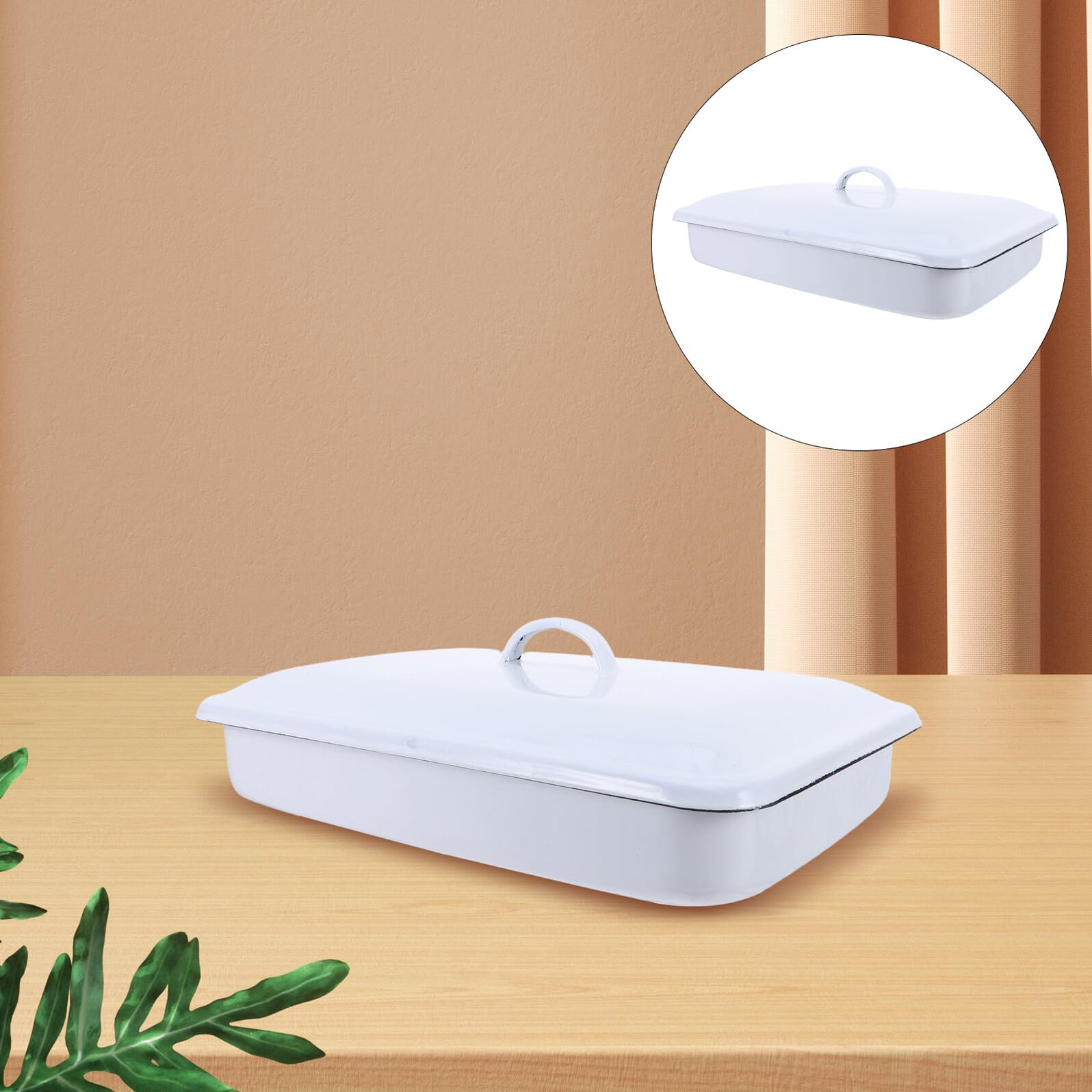 SHINEOFI Plateau de Laboratoire Rectangulaire Blanc 30X20X5 CM en Émail Épais avec Couvercle Hermétique – Bac de et Rangement pour Instruments Usage Médical et Scientifique