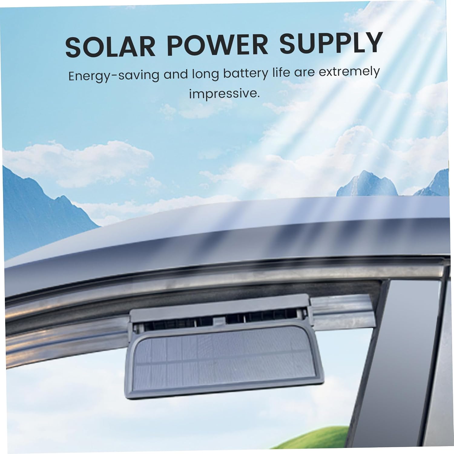 Car Window Fan, 3 Power Mode Solar Car Fan Wide Ventilation Window Mount Exhaust & Cooling Tool (Black) image 3