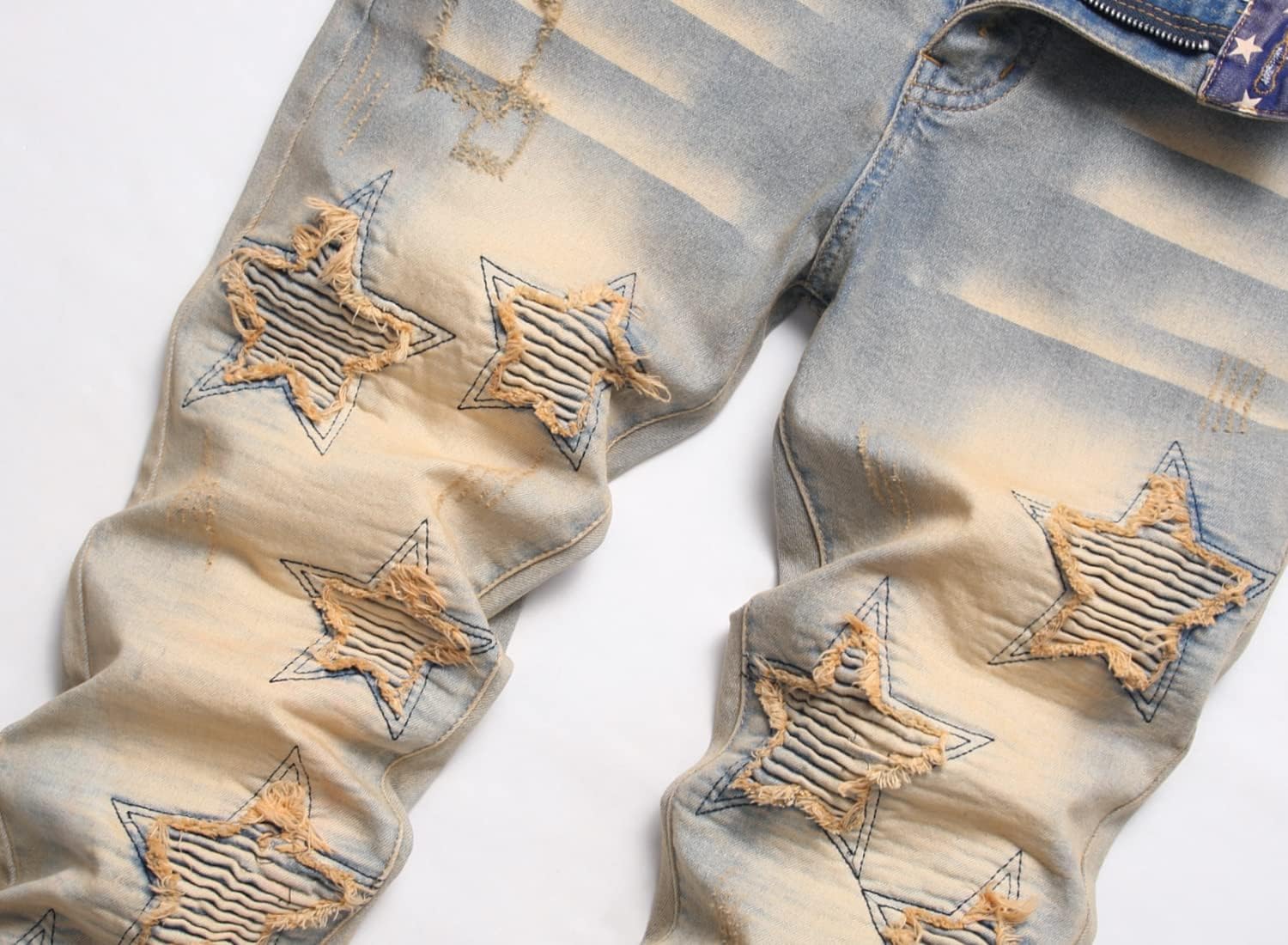 Baylvn Men's Designer Straight Slim Fit Patchwork Jeans Comfort Skinny Biker Denim Pants - Image 6