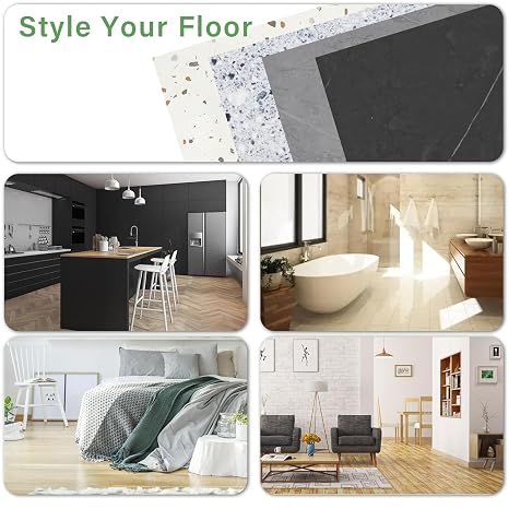 Peel and Stick Floor Tile 10-Pcs Cover 10 Sq.Ft, Vinyl Flooring Tiles 12 x 12 Matte Self Adhesive Flooring Stickers Waterproof Removable for Renter, Bathroom Living Room, Blue