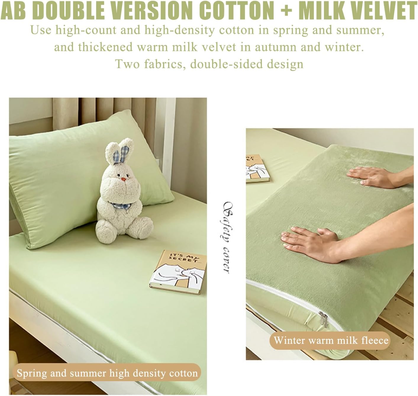 Twin Size Traditional Japanese Futon Mattress Cover with Zipper Queen Soft Dustproof Mattress Protector Skin-Friendly Futon Floor Mattress Cover Student Dormitory,Green/a,0.9x2m(Twin)