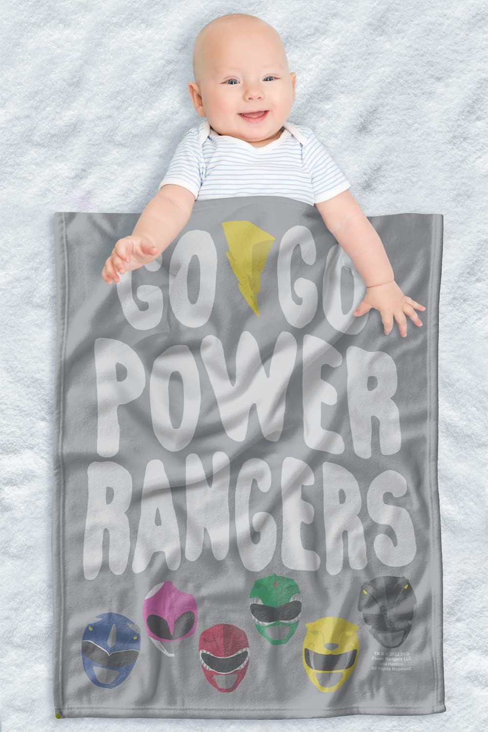 LOGOVISION Power Rangers Lightweight Baby Blanket, 30"X40", The Mighty Morphin' Unisex for Infants Girls & Boys