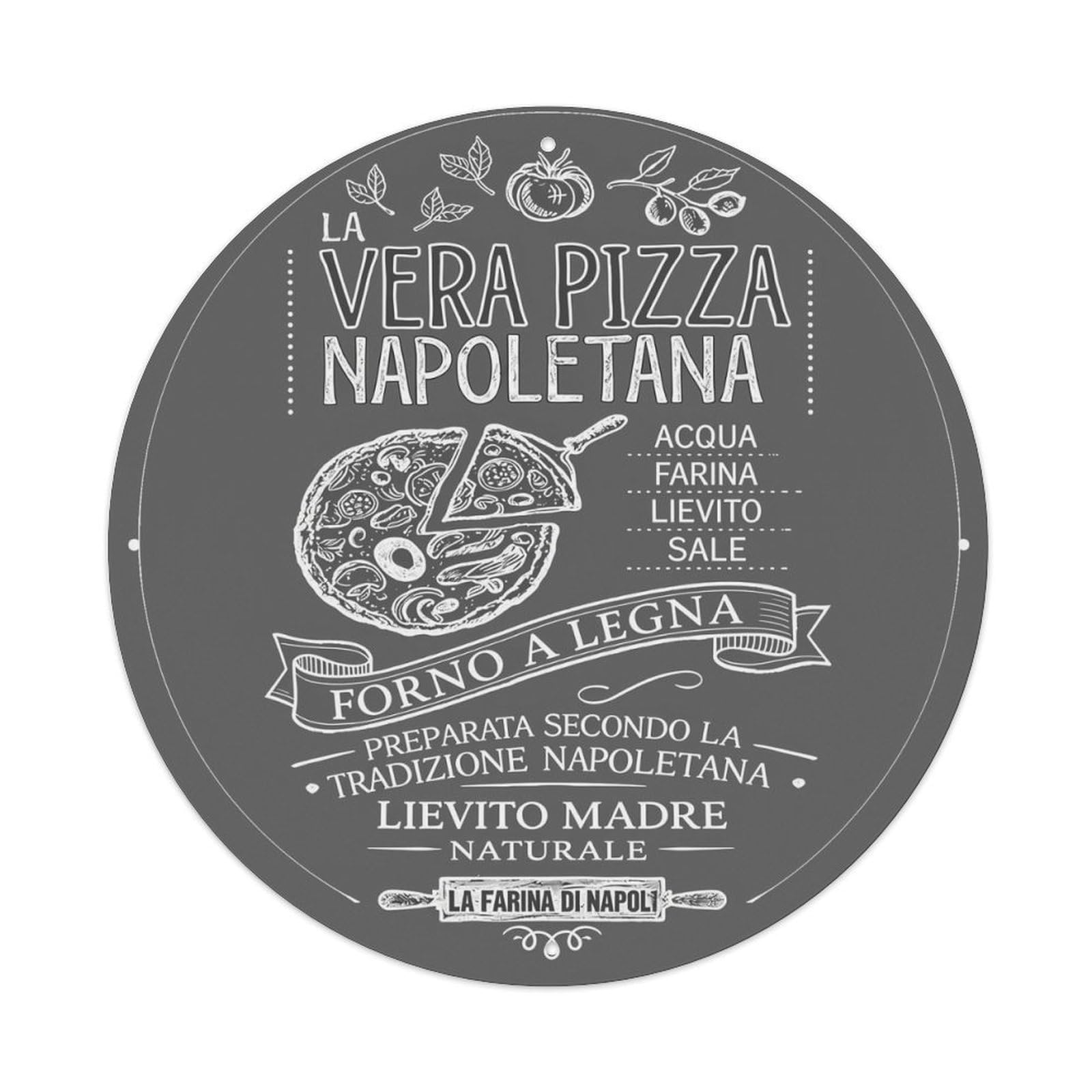 Vera Pizza Napoletana Forno A Legna Tin Sign Metal Poster Vintage Metal Signs for Home Man Cave Bar Cafe Kitchen laundry room Wall Decorations 8x8 inches