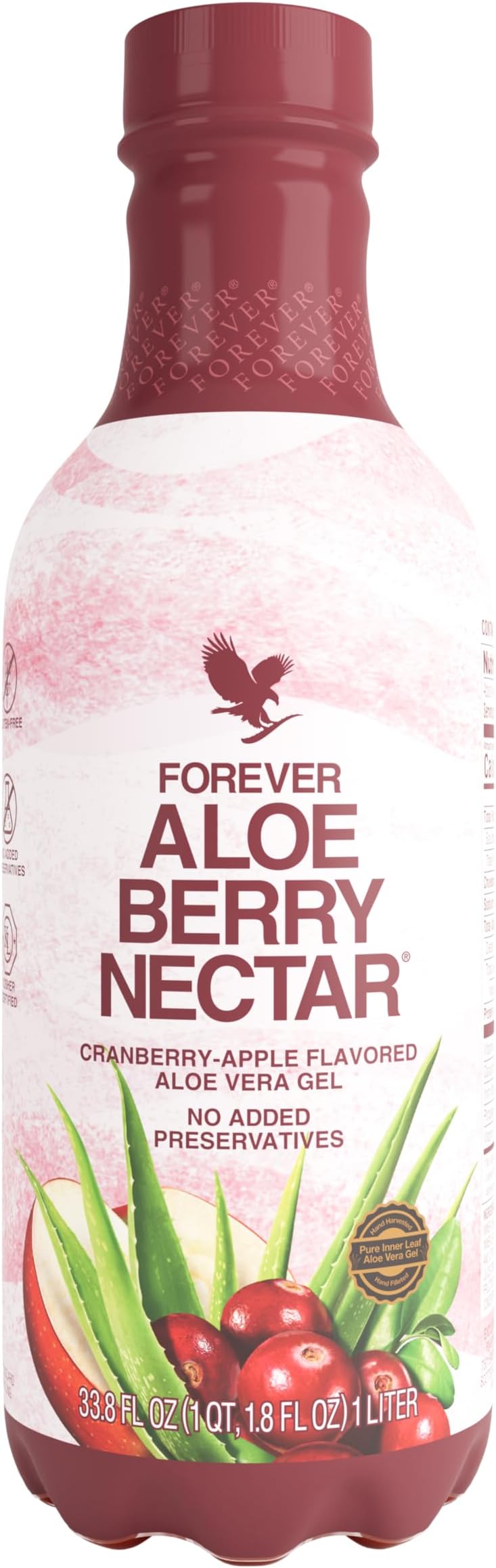 Forever Living - Aloe Berry Nectar, 90.7% Pure Aloe Vera Gel with Cranberries and Apples, No Added Preservatives, 1L (Pack of 1)