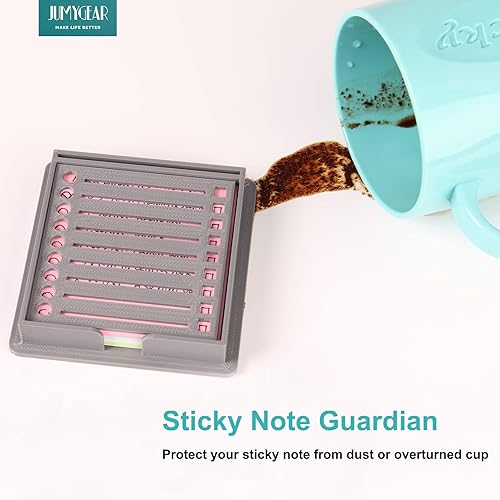 Miniatura 6 de Soporte para notas adhesivas compatible con notas Post It, dispensador de almohadillas adhesivas de 3 x 3 con plantilla, organizador de bloc de