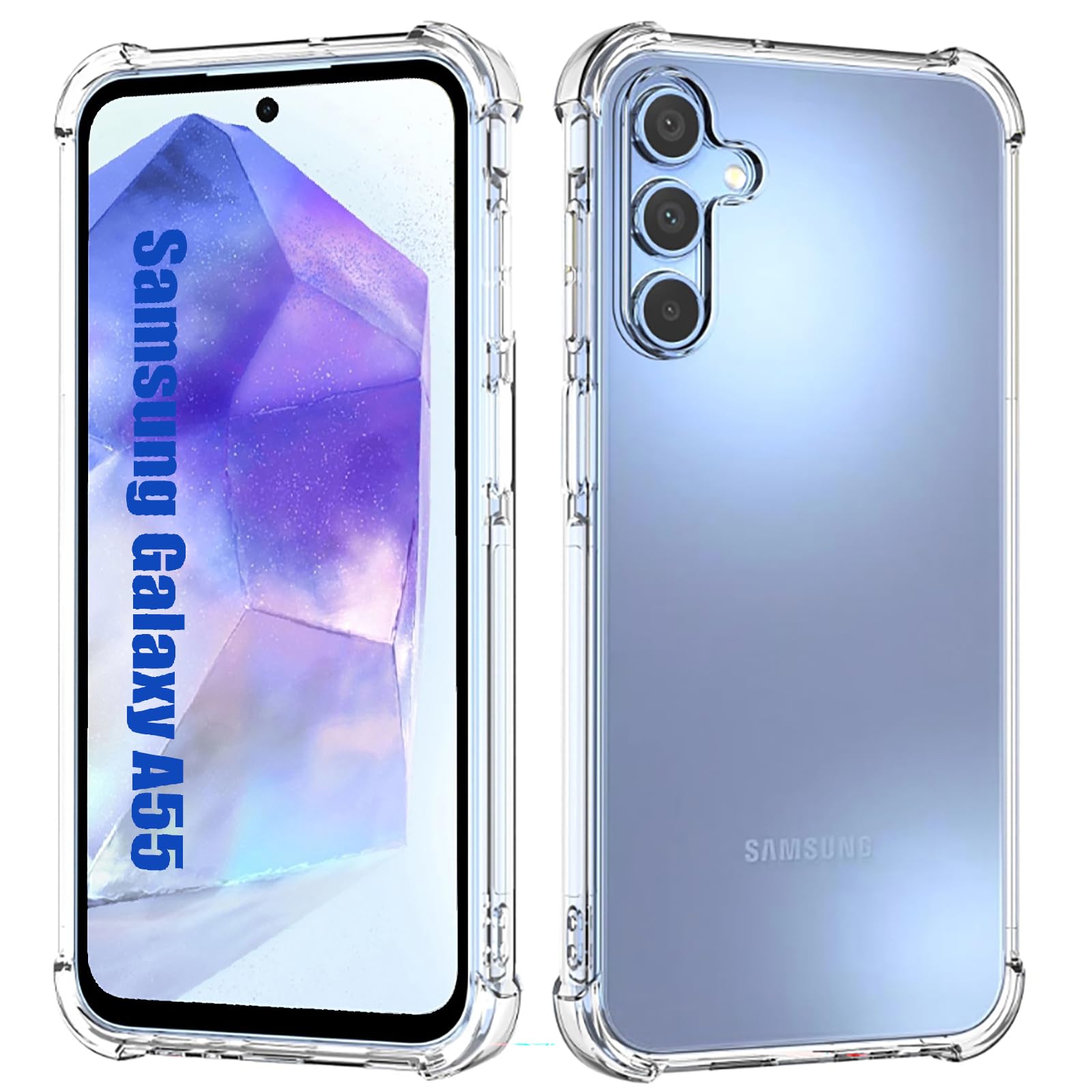 for Samsung A55 Case,Samsung Galaxy A55 Case,Clear[Shockpoof][Military Grade Protection] Reinforced Corners Slim Fit Flexible TPU Bumper Phone Case for Samsung A55 Cover,Clear