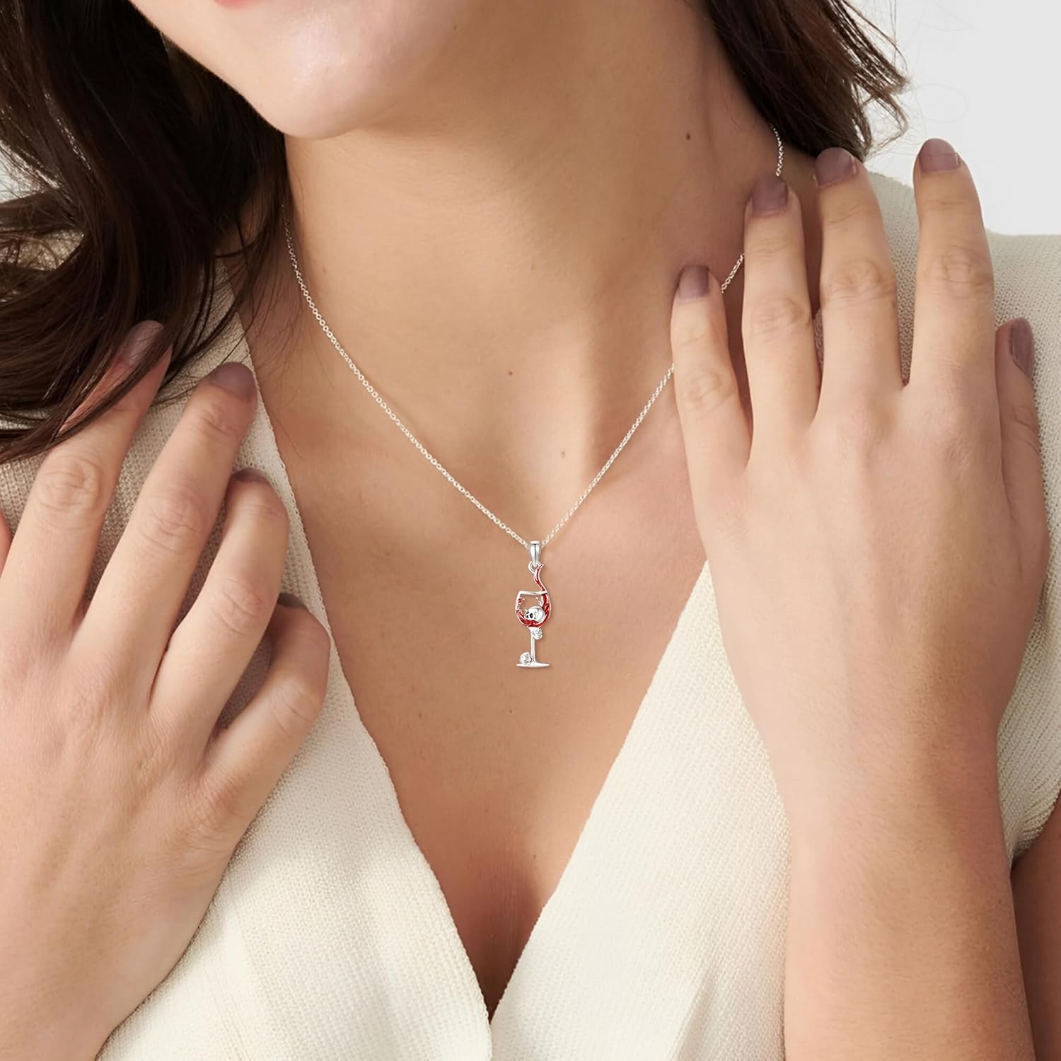 Gothic Necklace 925 Sterling Silver Bat/Black Rose/Wine Glass/Satanic/Rib Cage Goth Pendant Necklace Moss Agate Turquoise Skull Skeleton Jewelry Halloween Gifts for Women Men