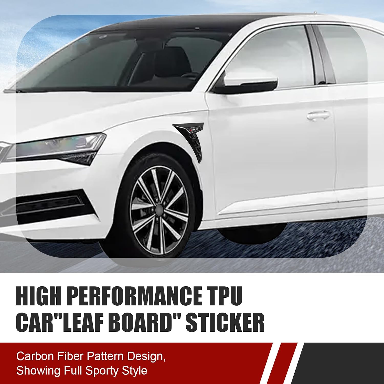 2 PCS Car Fender Side Vent Trim Cover, Custom Sporty Shark Gill Spoiler Sticker, Air Flow Intake Hole Grille, Fender Decorative Spoiler (Black)