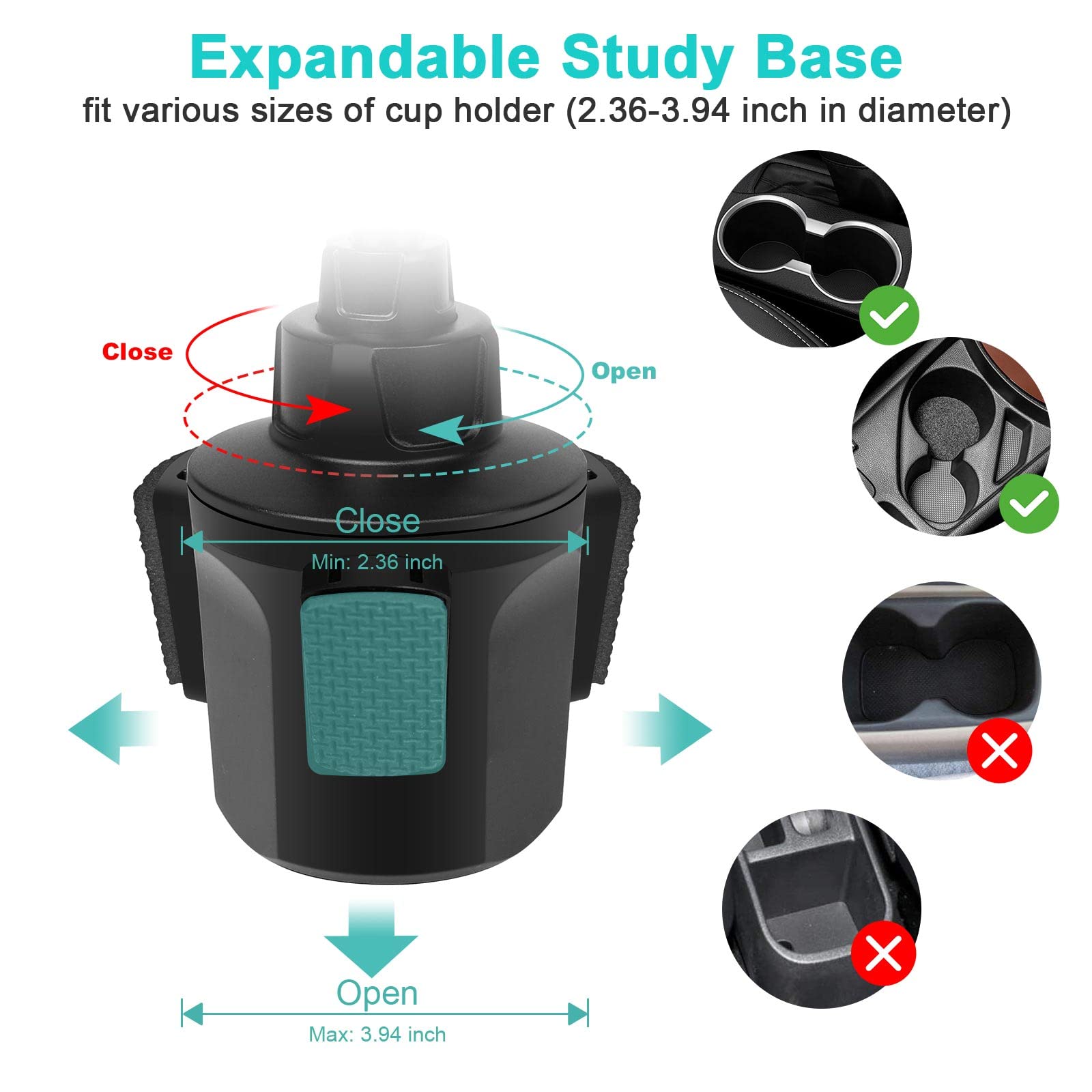 Car Cup Holder Tablet Mount & Phone Cradle Stand Truck for iPad Pro 11/12.9 Air Mini 6/5/4, Samsung Galaxy Tabs, iPhone 16/15/Pro/Pro Max, 4.7