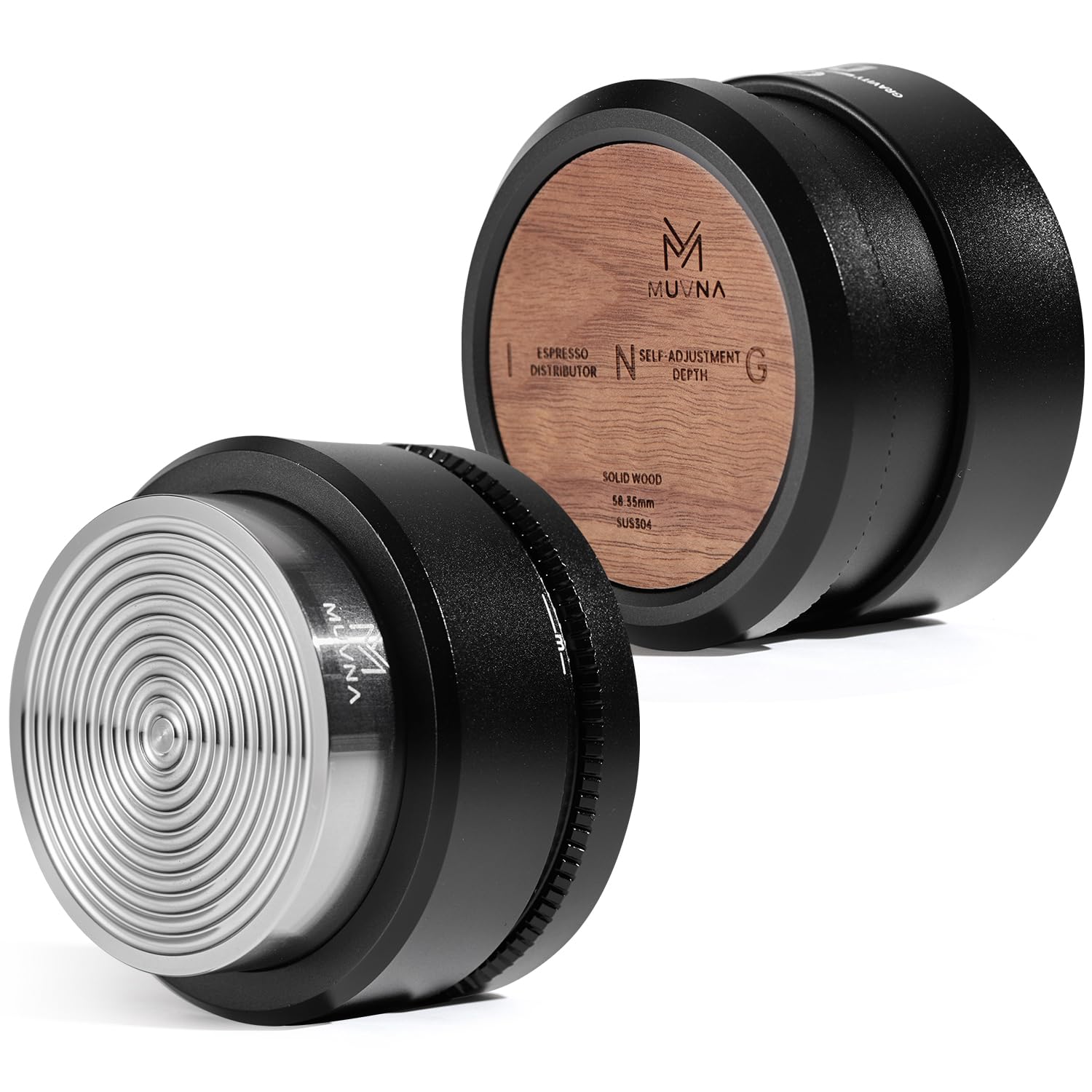 Prensador espresso de 53,3 mm, prensador de café de rebote lento con base ondulada de acero inoxidable, compatible con portafiltros Breville Blttomless de 54 mm
