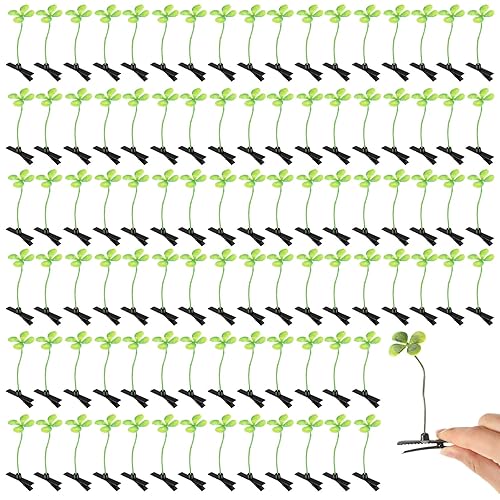 100 pinzas para el cabello con brotes de frijoles, horquillas divertidas para plantas, brotes de hierba, flores, mariposas, hongos, accesorios para